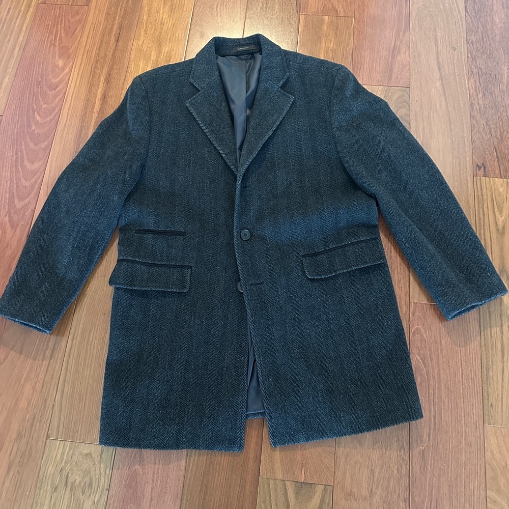 NWOT Tasso Elba Herringbone Wool and Cashmere Black & Gray Peacoat